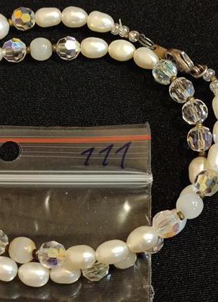 Жемчуг ожерелье прикпаса винтаж серебро аксессуар1 фото
