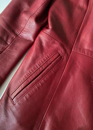 Кожаный жакет versace красный бордовый3 фото