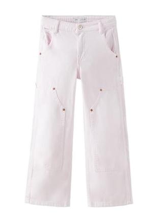 Джинсы прямого кроя розовые, джинсы zara, джинсы широкие,джинсы для девочки zara