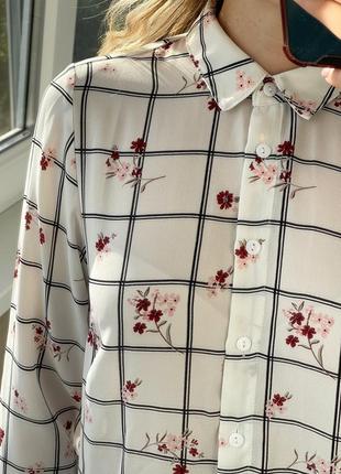 Блуза на ґудзиках в клітинку та дрібну квіточку 1+1=39 фото
