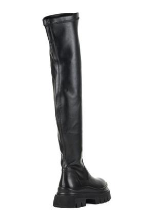 Ботфорты женские кожаные черные на удобном каблуке 465бz3 фото