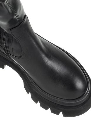Ботфорты женские кожаные черные на удобном каблуке 465бz7 фото