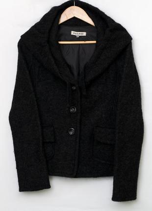 Жакет вовняний please,теплий піджак з капюшоном, casual,italy