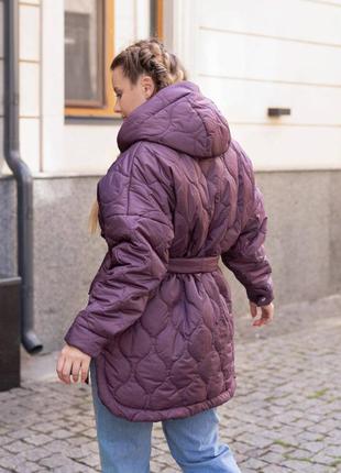Стильная демисезонная женская куртка оверсайз с капюшоном батал9 фото