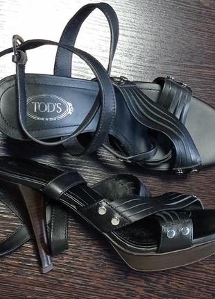 100%кожаные брендовые босоножки tod's,p.39-39,5, имталия2 фото