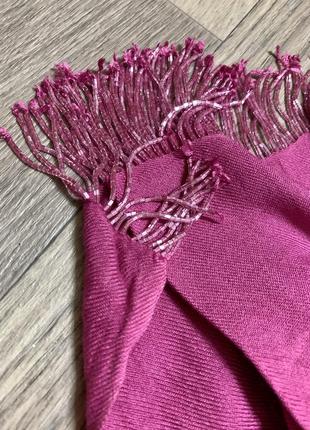 Розовый шарф с бисером3 фото