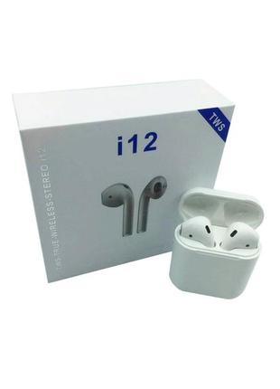 Наушники airpods i12 bt с сенсором bluetooth беспроводные наушники - вкладыши в зарядном кейсе2 фото