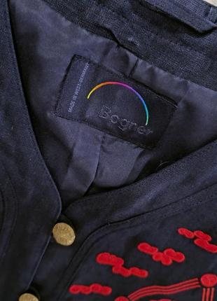 Винтажный льняной жакет пиджак bogner вышиванка аппликации этно бохо эксклюзив4 фото