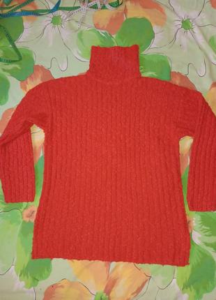 Casual. eur 40/42. теплий под горло свитер светер кофта вязаний морковного цвета10 фото