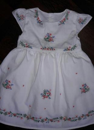 Нежное платье с вышивкой на 1,5-2 года  , хлопок3 фото