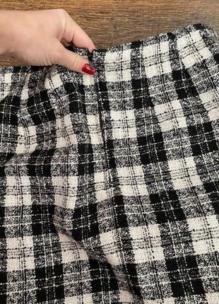 Твидовая юбка мини короткая юбка букле черно-белая юбка в клетку zara юбка карандаш тскоровая юбка мины6 фото