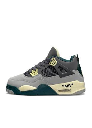 Nike air jordan 4 retro сірі з зеленим