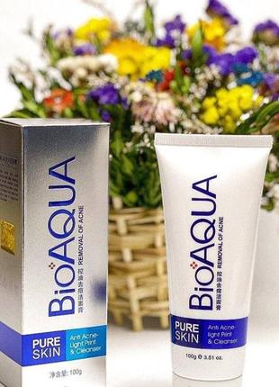 Пінка для вмивання антикне bioaqua pure skin anti acne-light print & cleanser (100 г