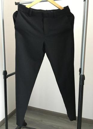 Класичні чорні вовняні укорочені брюки6 фото