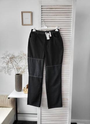 Джинсы бойфренды черного цвета всокая посадка boohoo