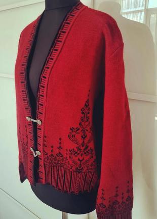 Роскошная крутая, классная, теплая шерстяная винтажная норвежская кофта кофточка кардиган ретро винтаж натуральная шерсть орнамент3 фото