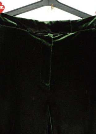 Бархатные брюки темно-зеленые3 фото