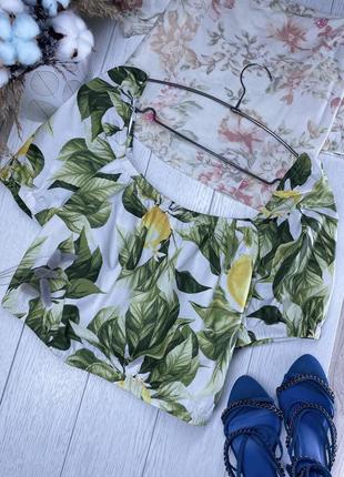 Хлопковая блуза h&m xl l блуза в принт лимоны короткая блуза с объемными рукавами