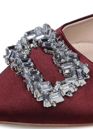 Роскошные женские бордовые атласные туфли с пряжкой декорированной камнями. 38,5-39 размер2 фото