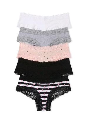 Victoria’s secret 5-pack lace waist cotton cheeky panties

 набір трусиків