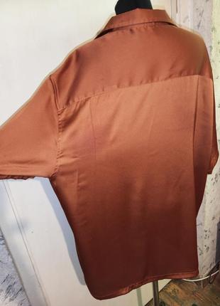 Атласная,терракотовая,офисная блузка,большого размера,asos6 фото