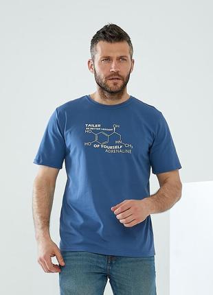 Мужская голубая футболка из стрейч трикотажа tailer (706)1 фото