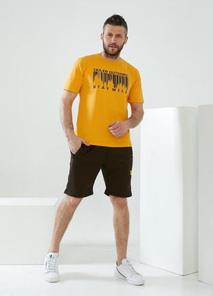 Мужская желтая футболка из стрейч трикотажа tailer  (707)1 фото
