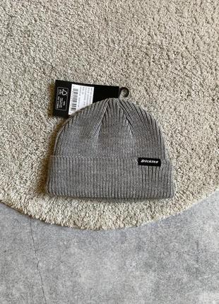 Dickies woodworth beanie grey оригинал новая мужская женская шапка бини фишерман короткая тёплая