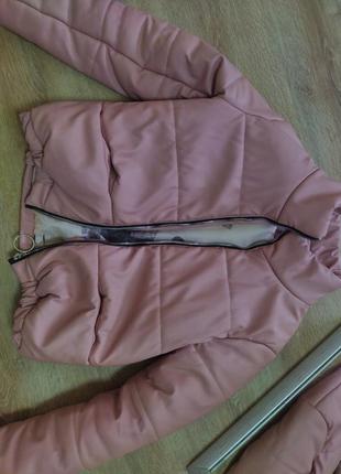 Куртка розовая экокожа6 фото