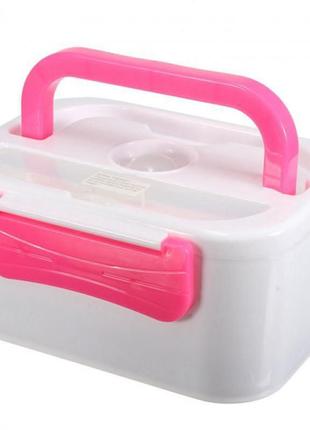 Ланч-бокс з підігрівом lunch box (220в). колір: рожевий2 фото