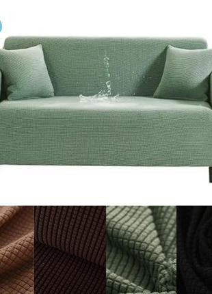Чохли на дивани водонепроникні 4-х місний універсальний, стильні чохли на диван на резинці добре синій10 фото