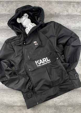 Мужская спортивная ветровка карл черная / куртки karl на осень - весну1 фото