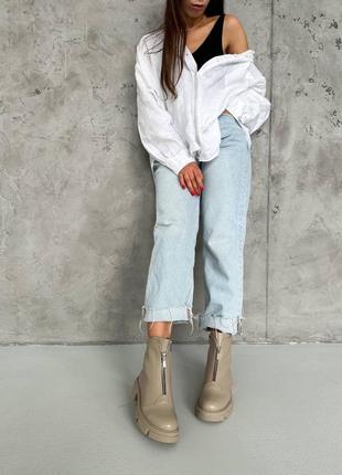 Натуральная кожа ботинки с замком на зиму/осень женские