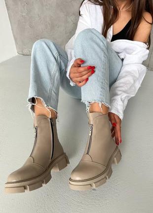 Натуральная кожа ботинки с замком на зиму/осень женские