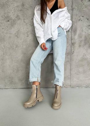 Натуральная кожа ботинки с замком на зиму/осень женские