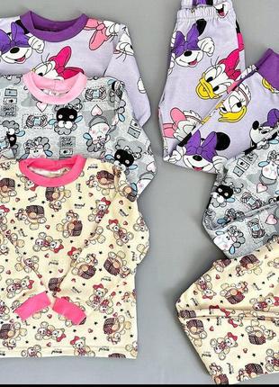 Тепла піжама з начосом, гарна піжама для дівчат, тепла піжама на байці, бавовняна піжама для дівчат, теплая пижама с начёсом