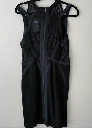 Платье мини черное открытое с кружевом 'allsaints' 44-46р5 фото