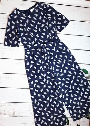 1+1=3 шикарный синий брючный комбинезон 100% шелк l.k. bennett, размер 44 - 46