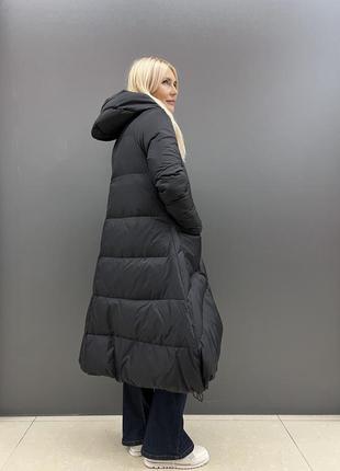 Шикакрне тепле зимове пальто пуховик натуральний пух трапеція бренд lavellu5 фото