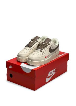 Женские кроссовки nike air force 1 winter beige brown #найк