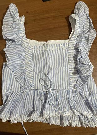 Zara crop top trf с вышивкой из льна 🌸