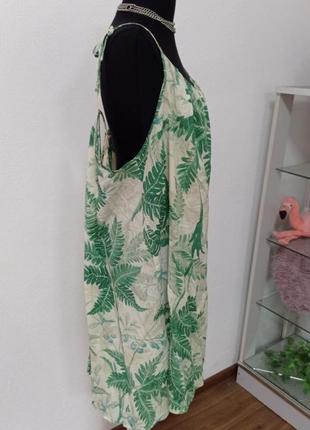 Стильний оверсайз сарафан /сукня тропічний принт, котон трапеція, батальний4 фото