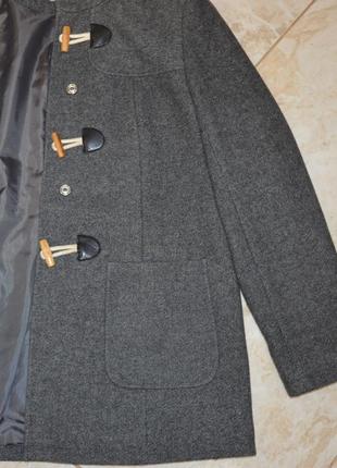 Серое демисезонное пальто с капюшоном и карманами дафлкот tu вьетнам шерсть8 фото