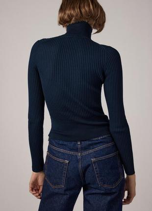 Водолазка в рубчик синя 2