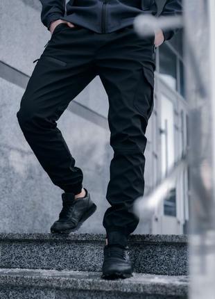 Брюки теплые мужские softshell на флисе 💨 качественные мужские брюки карго