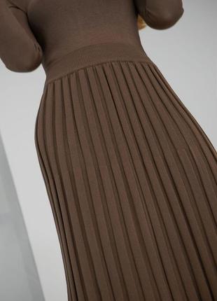 Вязаная теплая юбка длинной миди в рубчик5 фото