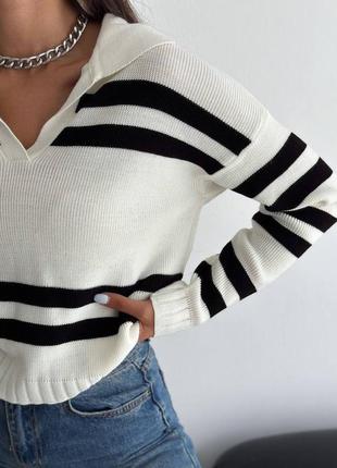 Очень стильный свитер пуловер в полоску 😻 в стиле зара1 фото
