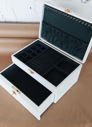 Скринька для прикрас tm wooden organizer "emerald lock" біла jb010