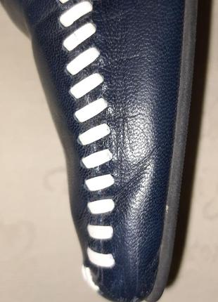 Шкіряні туфлі лофери темно-синій колір натуральна шкіра7 фото