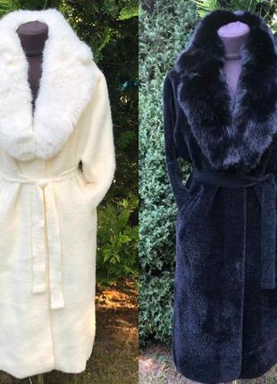 Пальто альпака туреччина 🇹🇷 з хутром в кольорах3 фото
